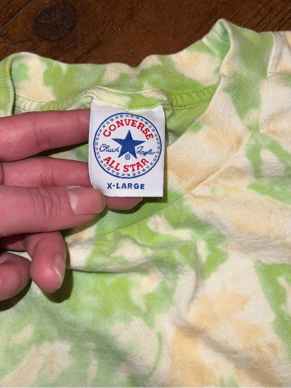 Converse All Star Green Cream Tie-Dye Short Sleeve Graphic Sneaker Tee Size XL - Picture 8 of 8